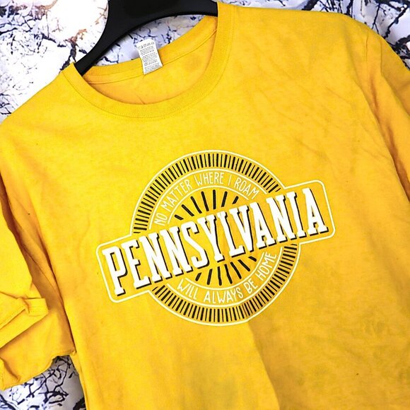 LAST CHANCE - GOLD PENNSYLVANIA SHIRT L *FLAWED* Fruit of the Loom Cotton Home - Picture 1 of 9